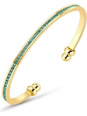 Elegant Birthstone Crystal Cuff Bracelet for Women - 3mm Bangle Jewelry Gift